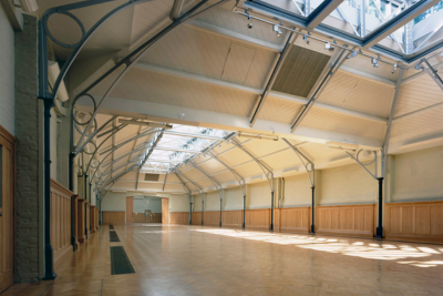 Large blank canvas historic drill hall in central London ideal filming location